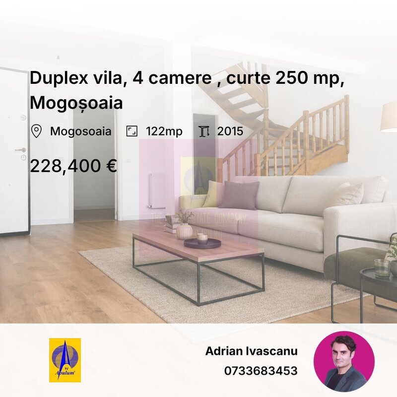Casa tip duplex,  curte libera 250mp, Mogosoaia